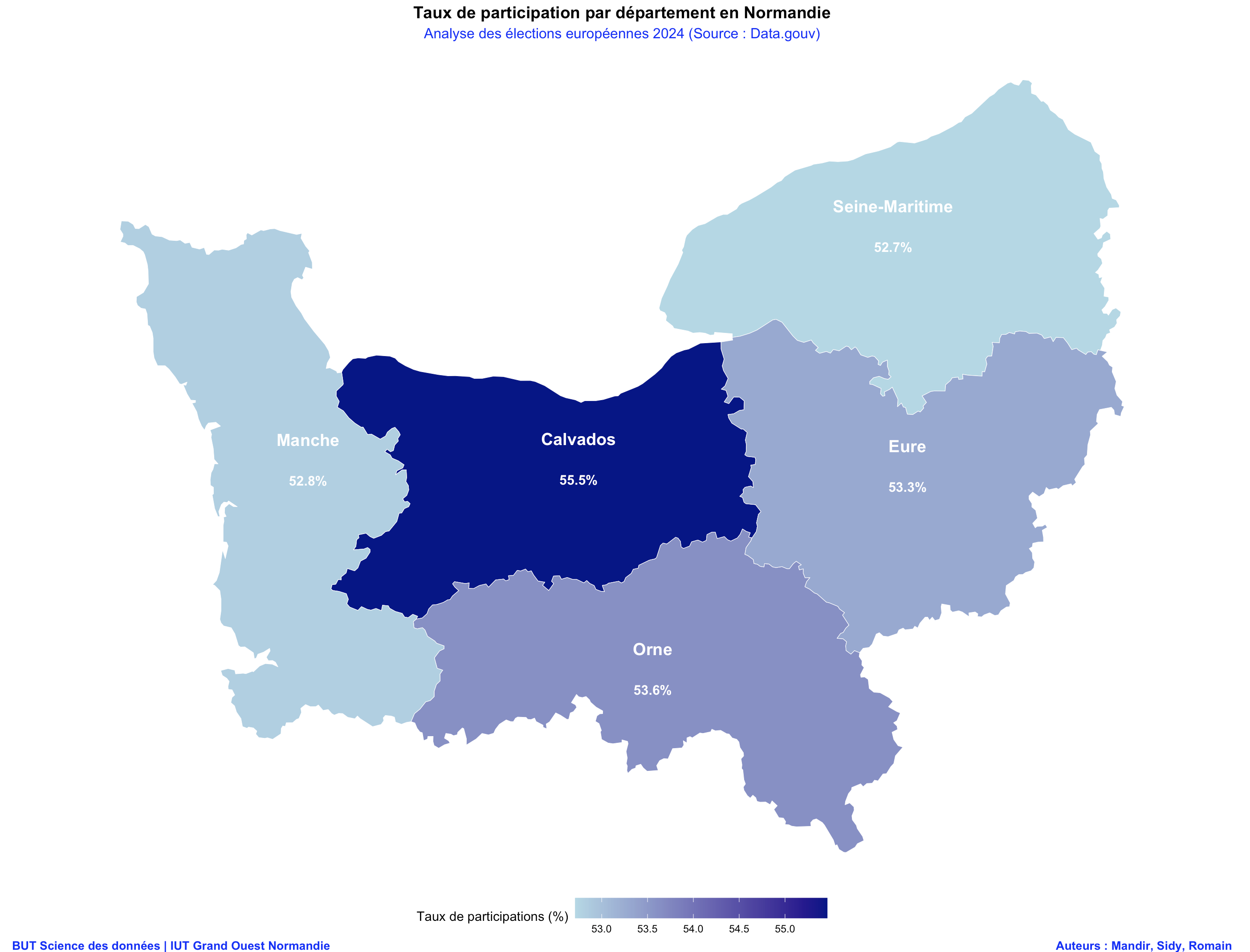 Carte de la participation par département